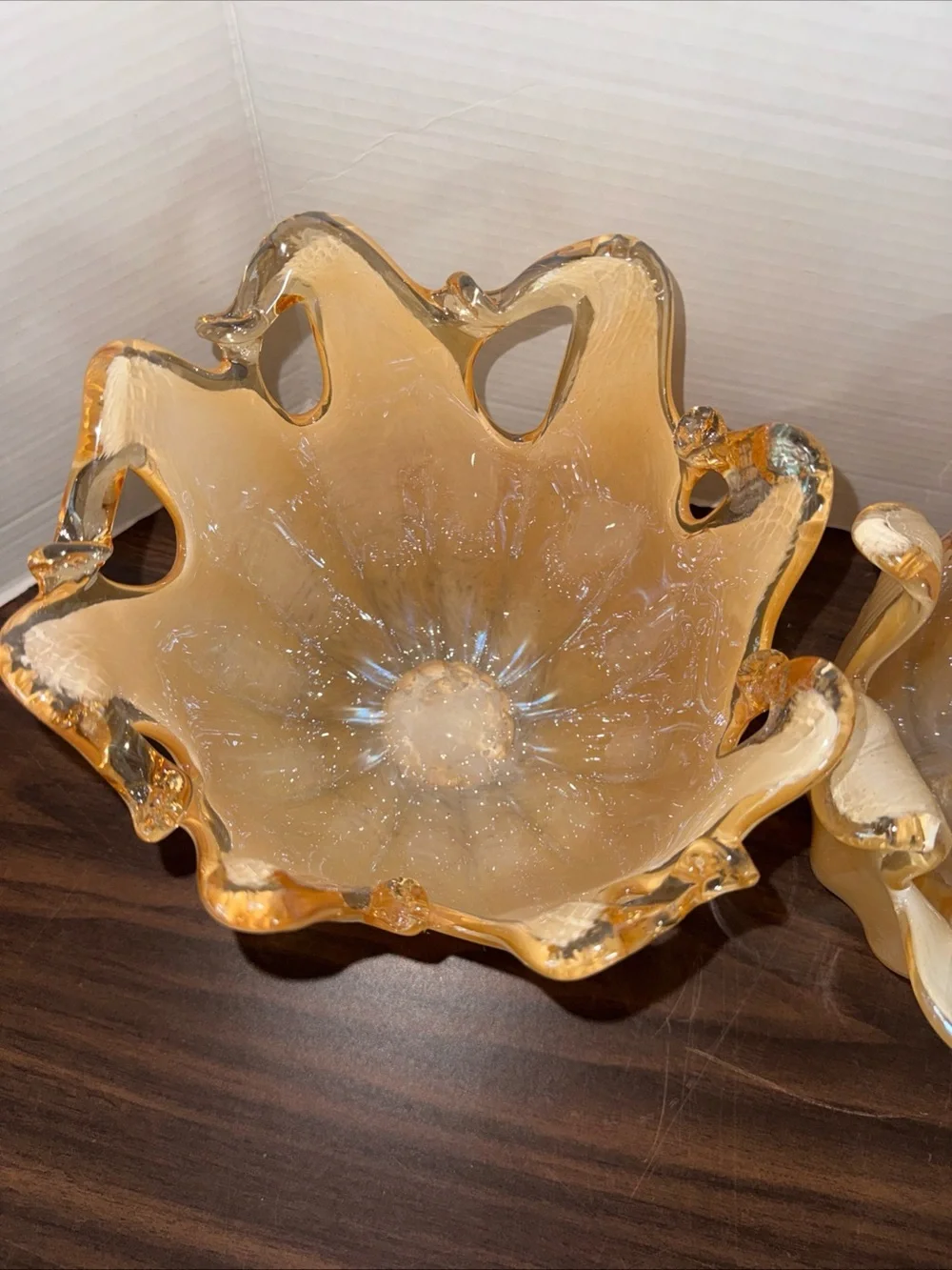 Set Of 2 Murano White Crystal Bowl  Handmade in Italy